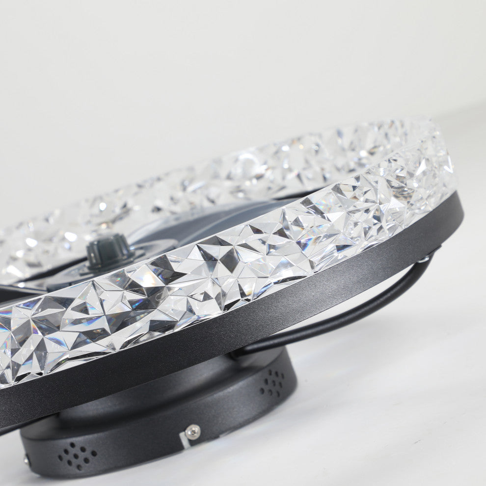 20 in. W x 6 in. H Iron Ceiling Fan in Black with Dimmable LED Lights