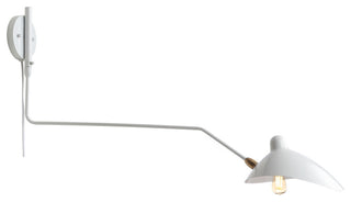 Frank 35" Iron Retro Swing LED Wall Sconce, White, White/Brass Gold
