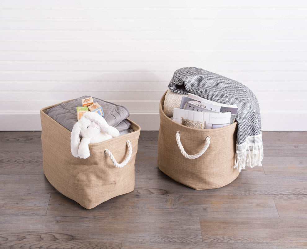 Polyester Bin Variegated Taupe Rectangle Medium 16"x10"x12"
