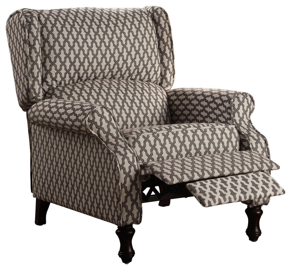 Evonna Puch Back Wingback Recliner, Brown, White