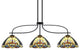 Cavella 3 Light Island Light, Matte Black Finish, 12" Earth Star Art Glass
