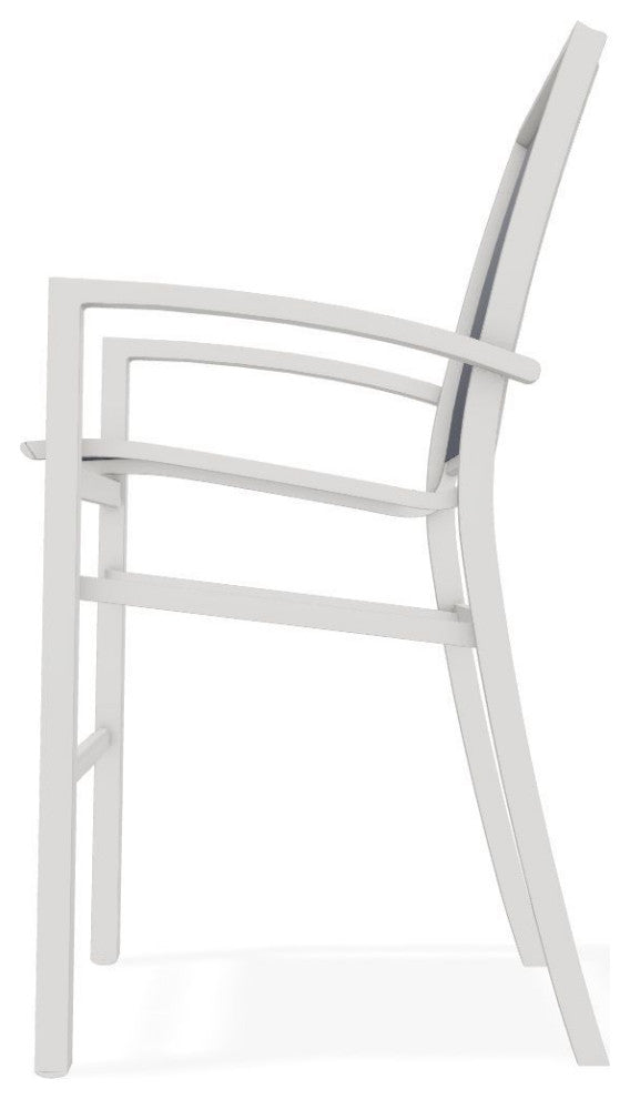Kendall Sling Bar Height Stackable Outdoor Stool, Navy/Snow