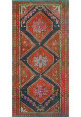 Fine Vintage Distressed Sema Rust/Beige Runner, 4'11x9'10