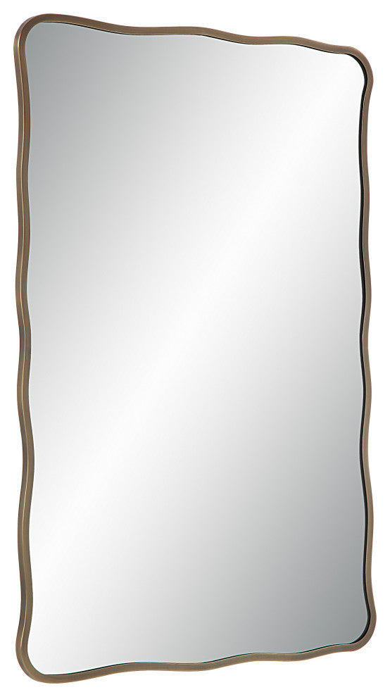 Basel 36" Tall Rectangular Irregular Mirror, Antique Brushed Brass
