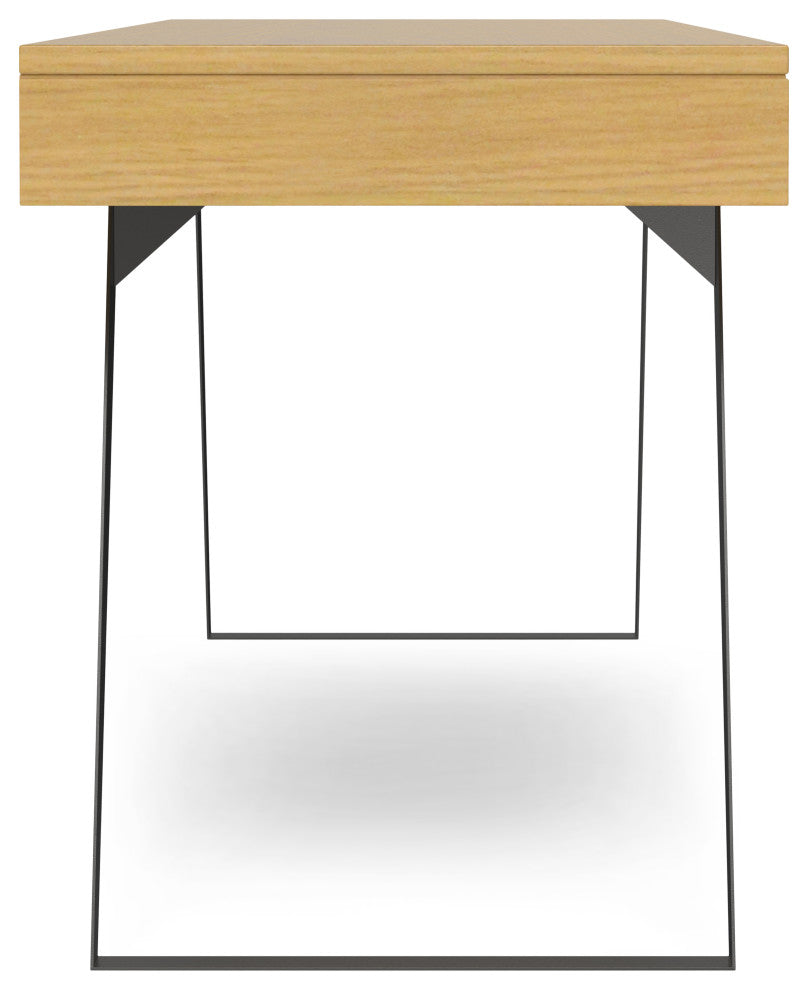 Lowry Solid Acacia Wood Large Desk, Oak