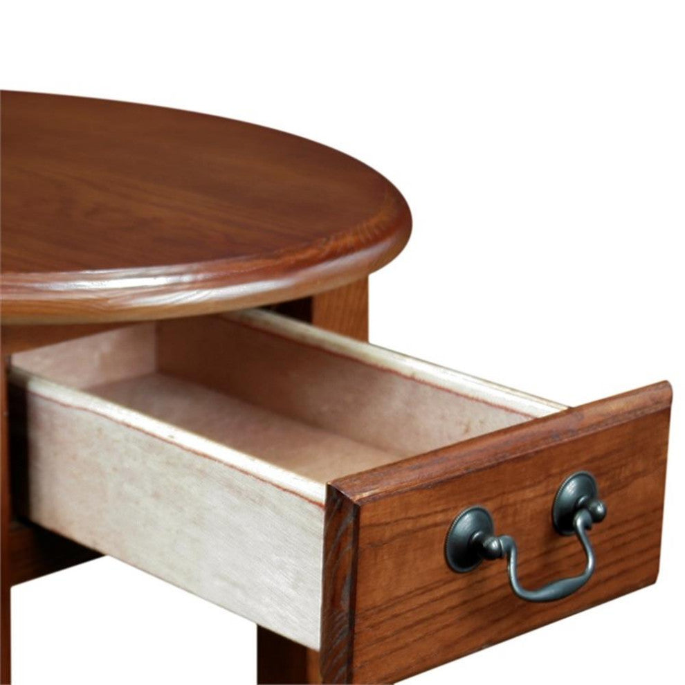Leick Furniture Wood Oval End Table in Medium Oak Wood