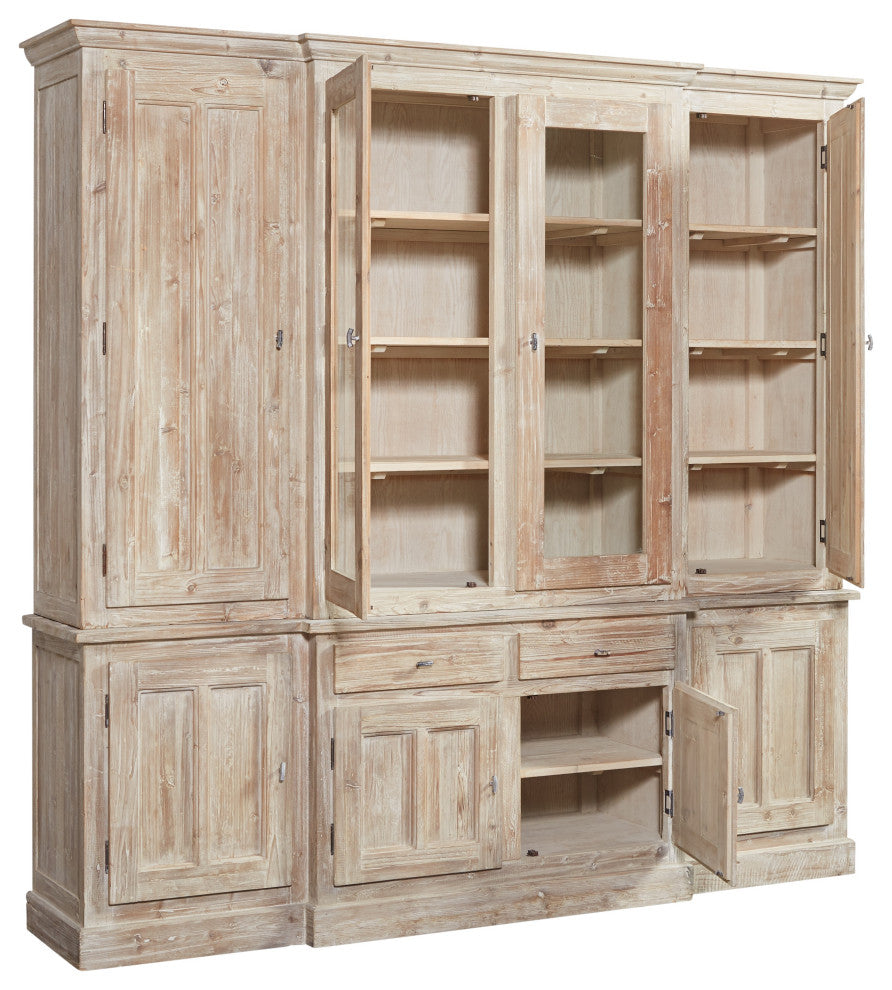 Wainscott Reclaimed Pine Shabby Chic 91-inch Display Cabinet