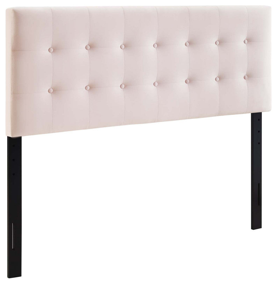 Pink Emily Full Biscuit Tufted Performance Velvet Headboard