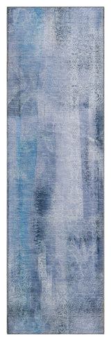 Premium Machine Washable Mayfield AMF537 Blue 2'3" x 7'6" Runner Rug