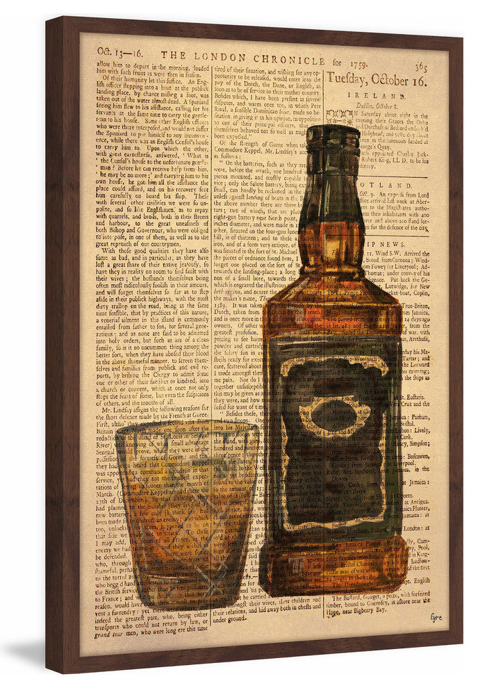 "Black Label Bourbon" Framed Painting Print, 12"x18"