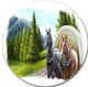 Road In Mountains With Horses, Landscape Round Wall Art, 36"
