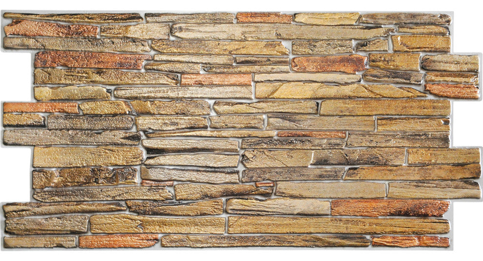 Copper Stone 3D Wall Panels, Set of 10, Covers 53 Sq Ft