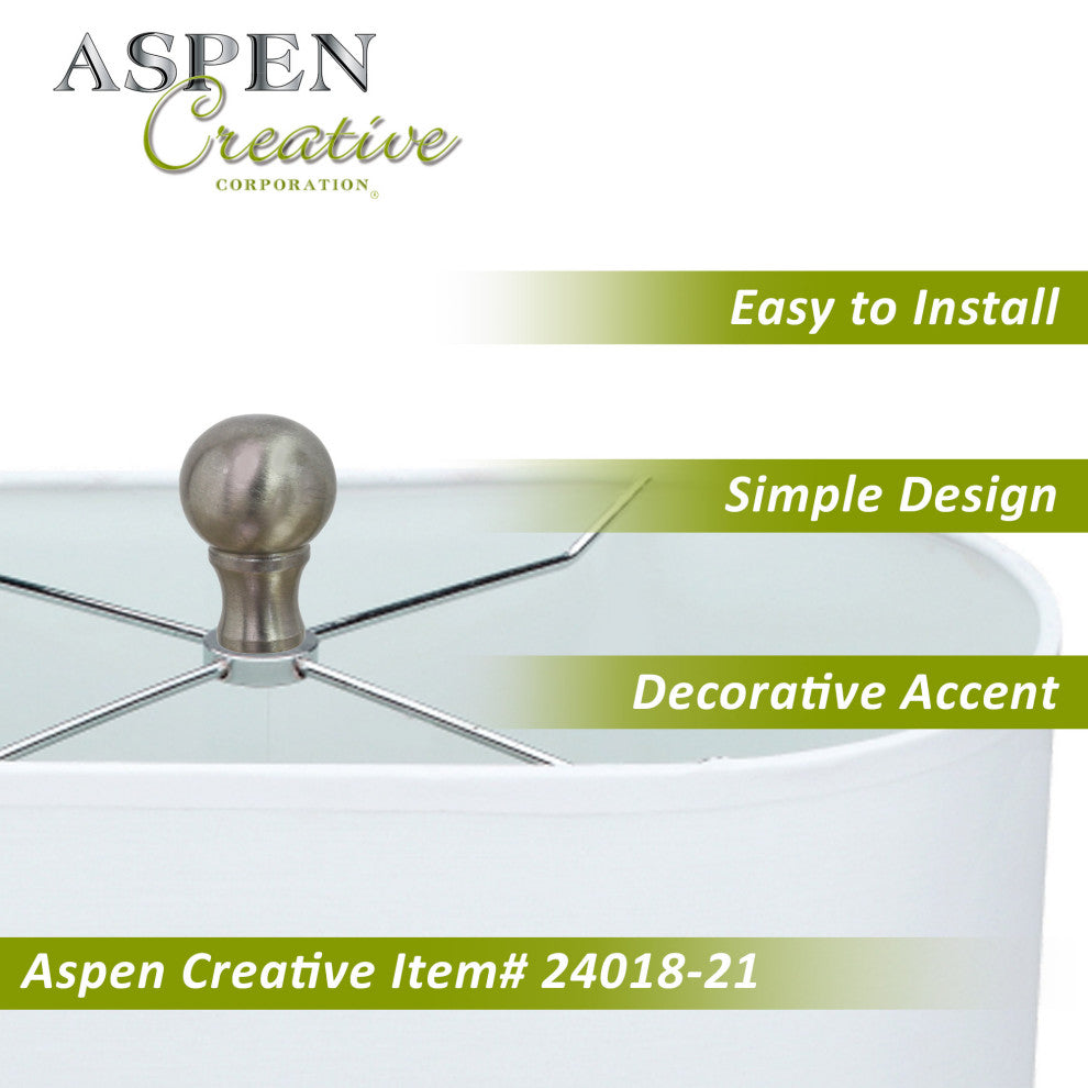 24018-21, Single Listing Steel Lamp Finial, Brushed Nickel Finish, 1 1/2" Tall