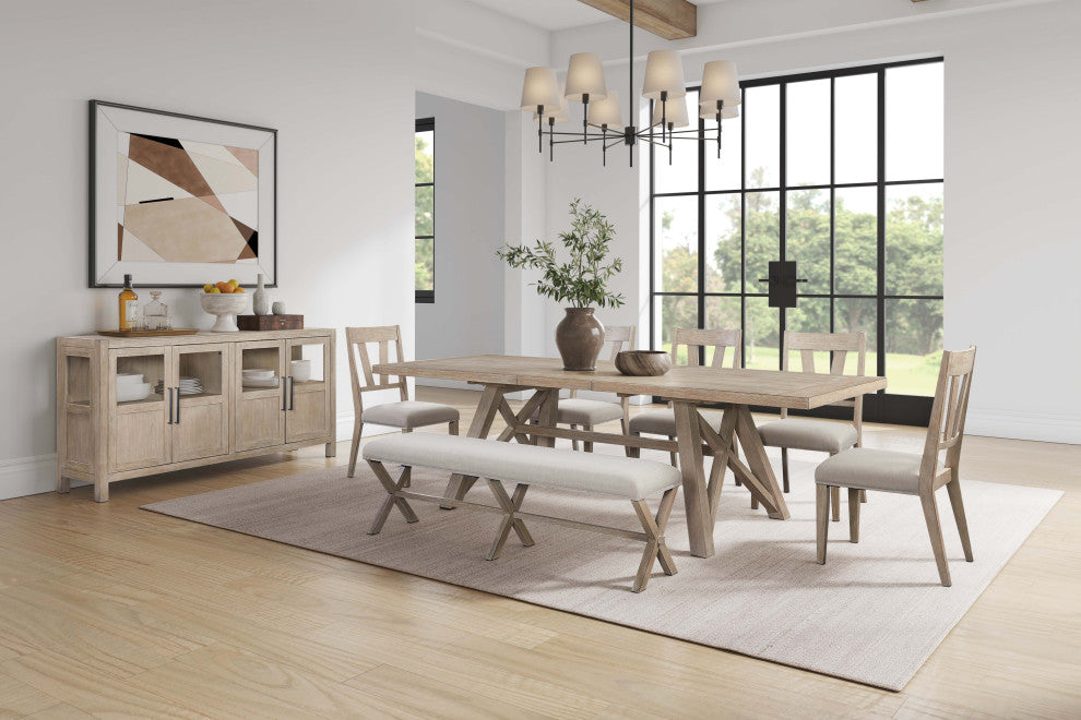 Modern Wood Farmhouse Sideboard, Dining Storage, Brown