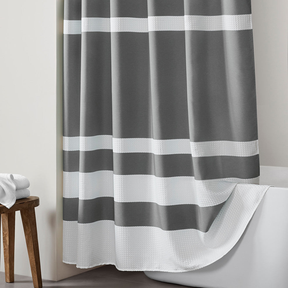 Madison Park Spa Waffle Shower Curtain With 3M Treatment