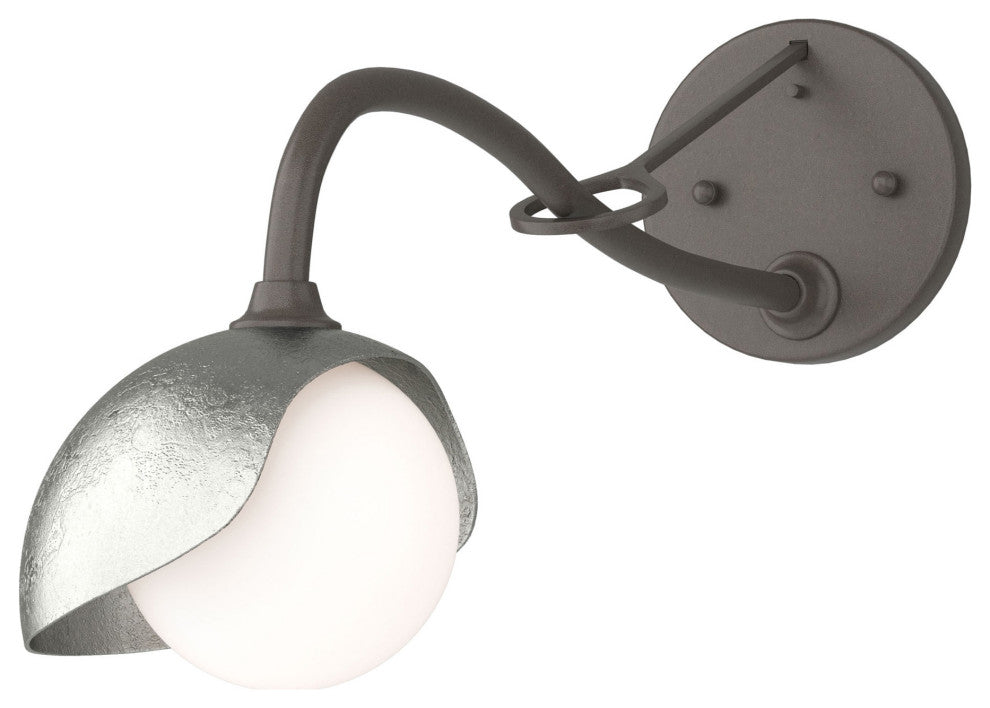 Brooklyn 1-Light Single Shade Sconce, Dark Smoke, Sterling, Opal Glass