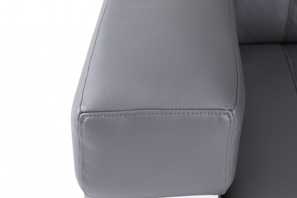 Charcoal Gray Stripe Top Grade Italian Leather Chair