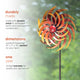 75" Tall Dual Metal Rustic Garden Kinetic Wind Spinner Stake, Red and Orange