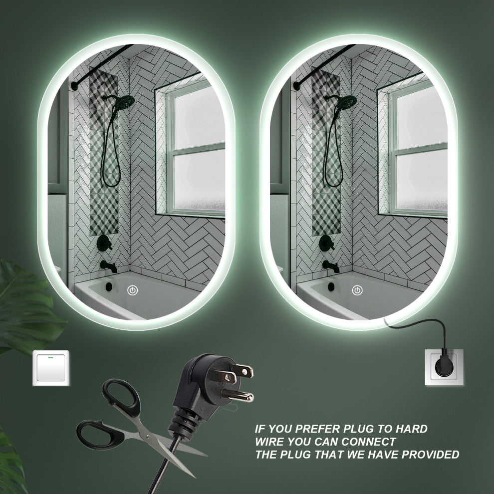 Oval Frameless Dimmable Wall Mounted LED Bathroom Vanity Mirror