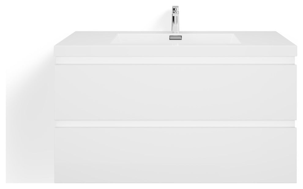 Beacon Bath Vanity, High Gloss White, 42", Single Sink, Wall Mount