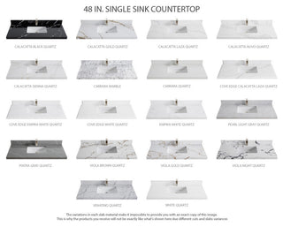 Elizabeth Oak 48" Single Sink Vanity, White 2" White Quartz