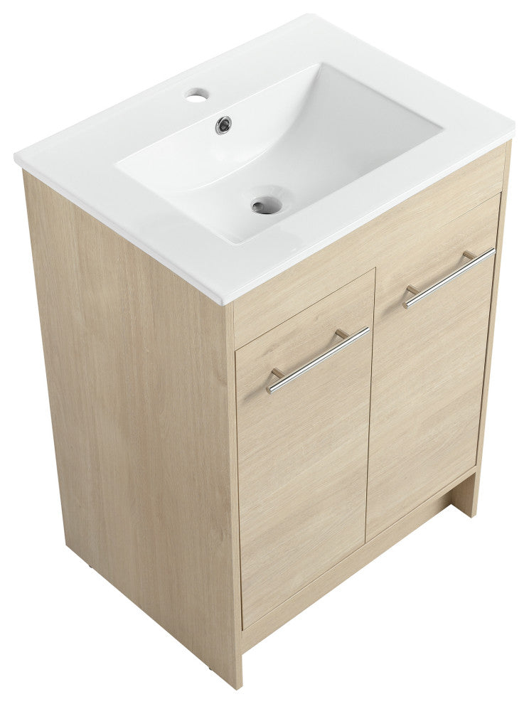 36 inch Plywood Freestanding Bathroom Vanity Set with Integrated Ceramic Sink