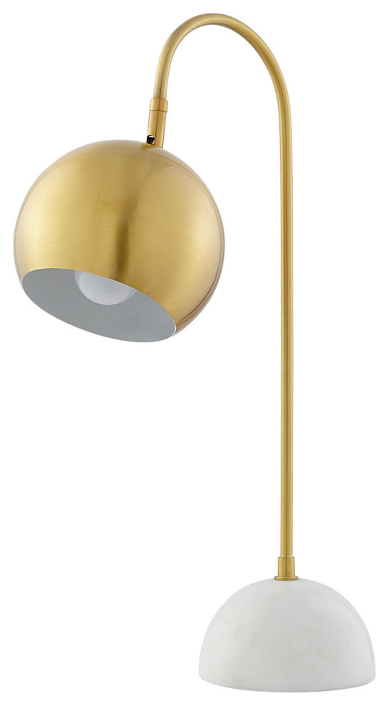 Inspired Home Harlynn Table Lamp, Marble Stone Base, Brass