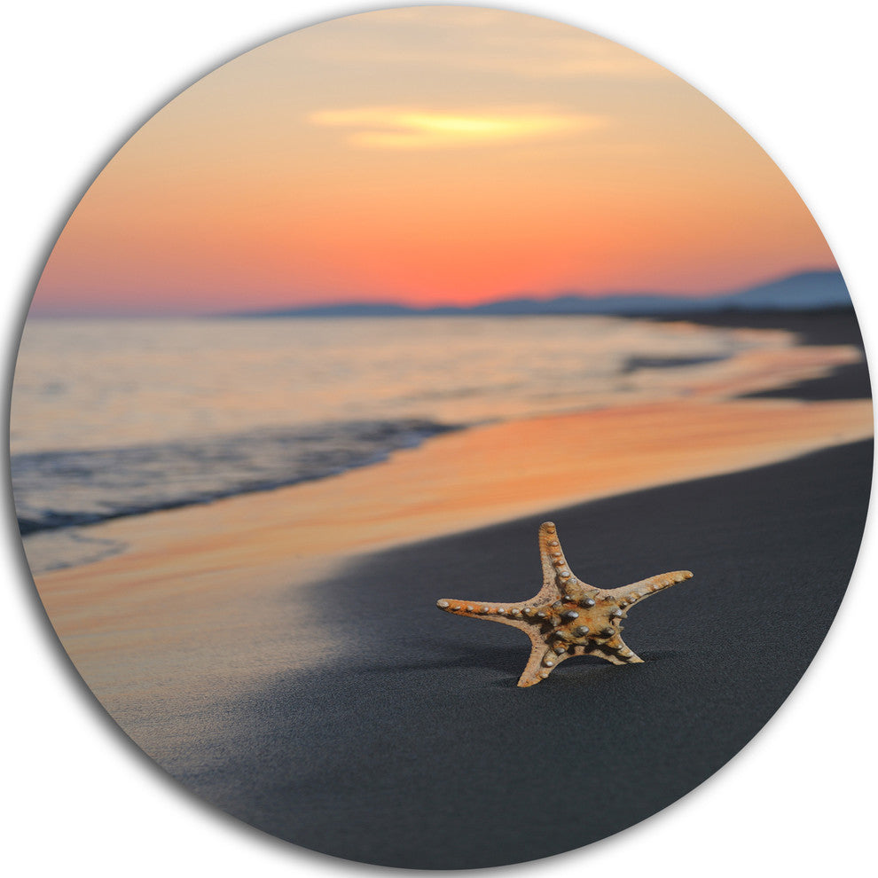 Summer Beach With Starfish, Beach And Shore Round Wall Art, 11"