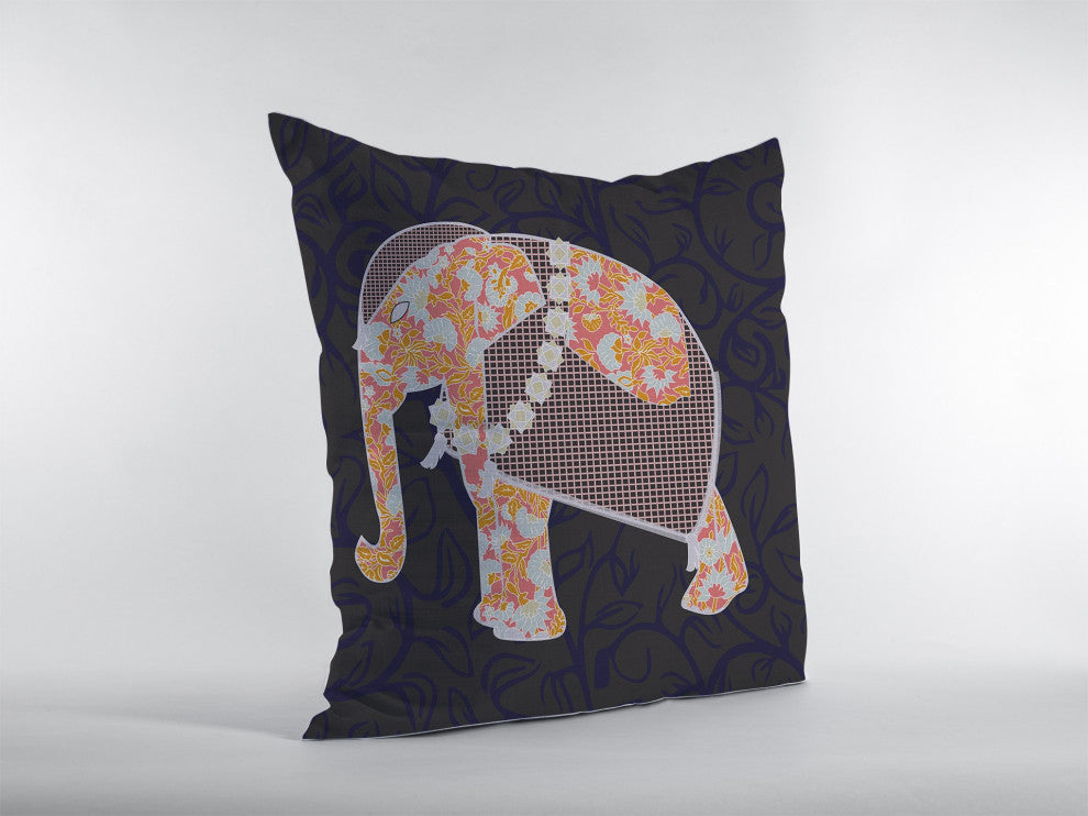 26 Orange Elephant Indoor Outdoor Throw Pillow