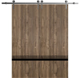 Sturdy Double Barn Door 56 x 84 with | Planum 0012 Walnut with  | 13FT