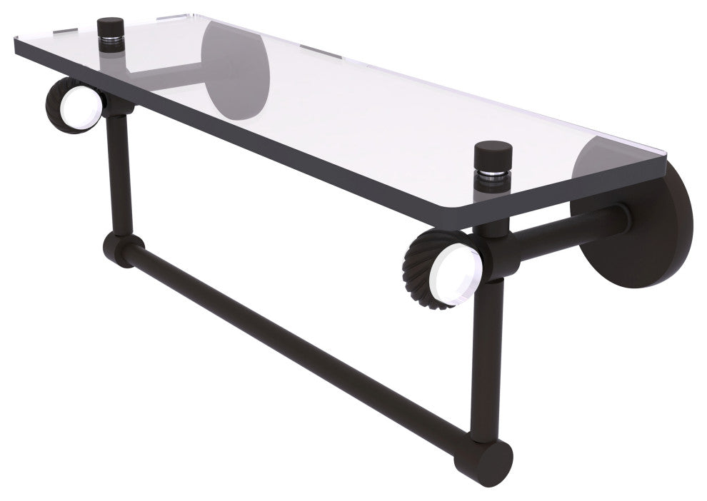 Clearview 16" Glass Twist Accent Shelf and Towel Bar, Oil Rubbed Bronze