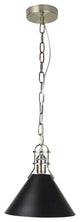 Zulia 1-Light Metal Cone Pendant, Black and Brass