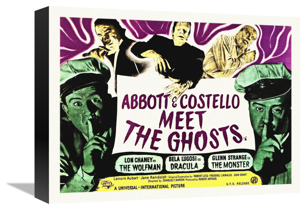 "Abbott & Costello - Meet The Ghosts" Canvas Giclee, 16"x12"