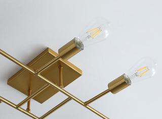 Modern 8-Light Sputnik Semi Flush Mount Ceiling Light, Gold