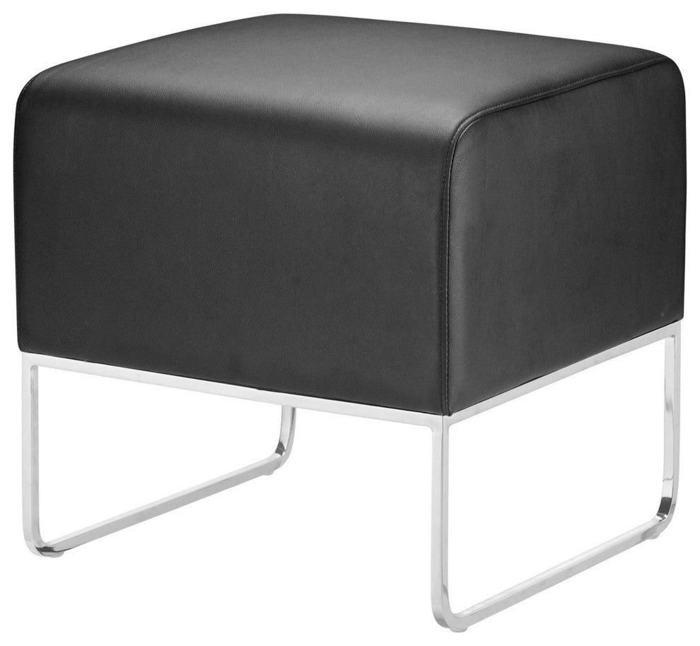 Ottoman Accent Chair, Fabric, Wood, Black, Chrome, Lounge Lobby Hospitality