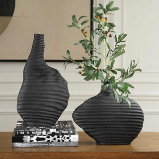 Uttermost Duostacked Black Vases Set of 2