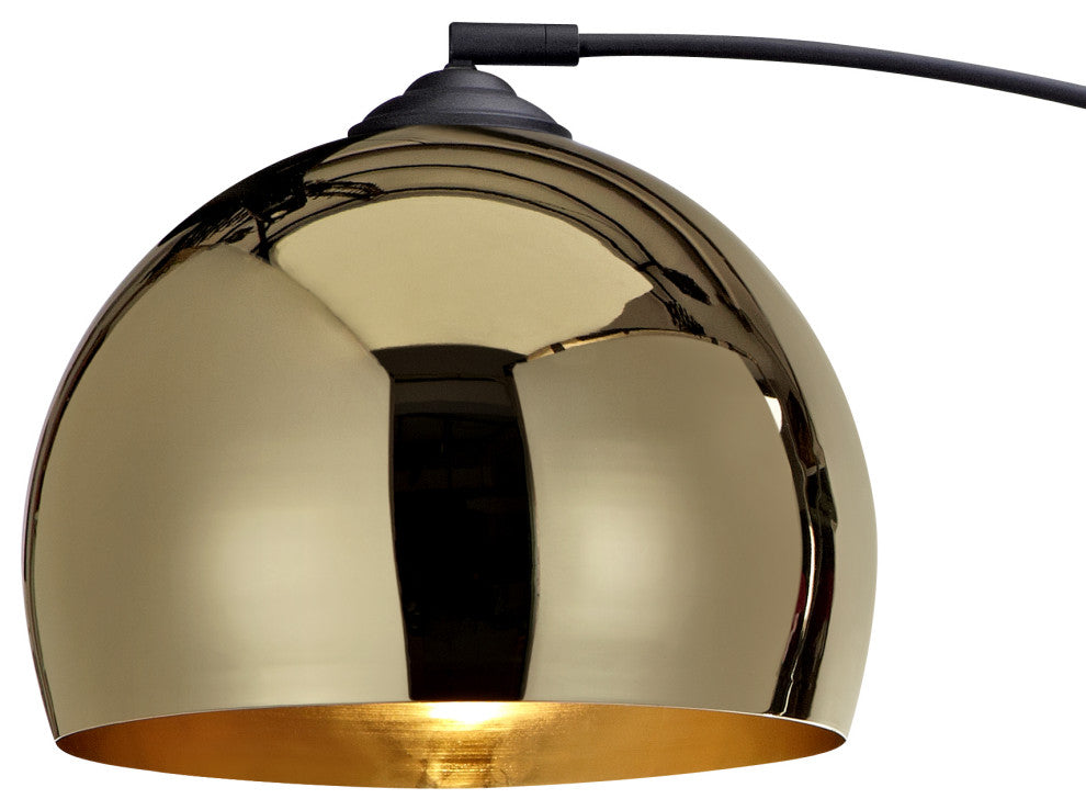 Arc Floor Lamp, Gold Shade, Black Marble Base