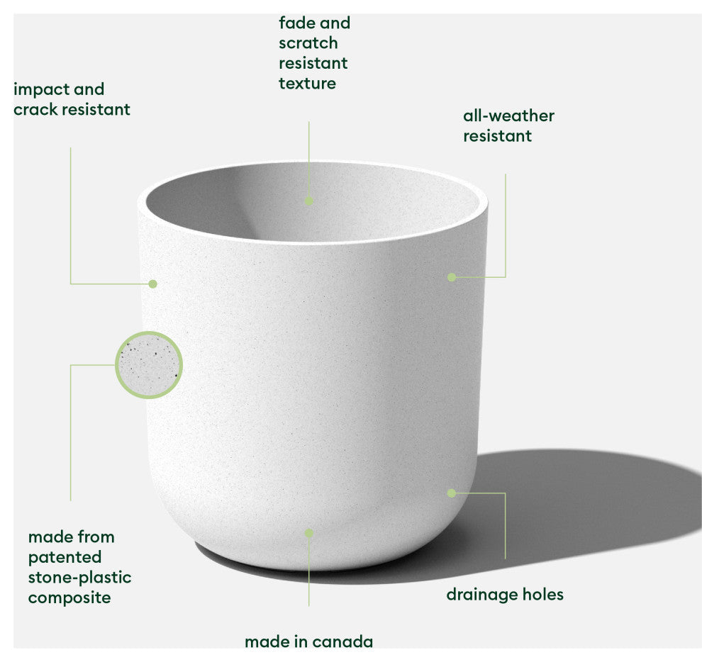 Pure Series Kona Planter, White, 15", 2 Pack