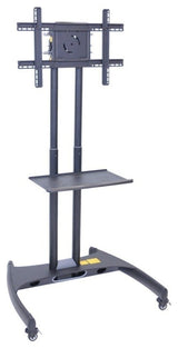 Luxor Adjustable Height Rolling Flat Panel Cart With Accessory Shelf