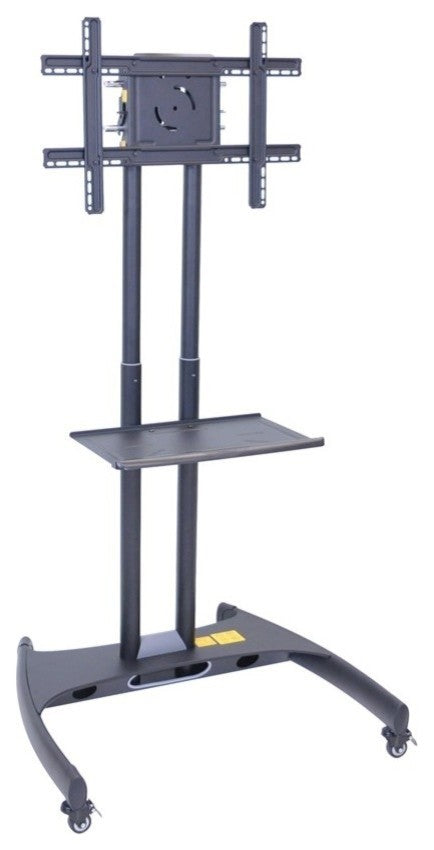 Luxor Adjustable Height Rolling Flat Panel Cart With Accessory Shelf