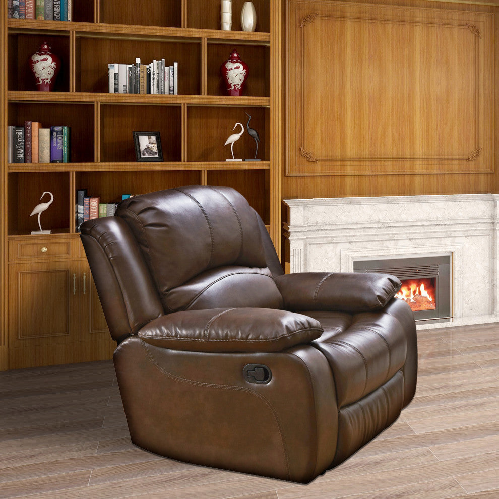 Betsy Furniture Bonded Leather Reclining Chair, Brown