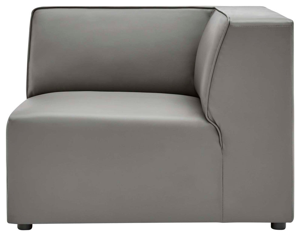Sectional Sofa Set, Faux Vegan Leather, Gray, Modern, Lounge Hospitality