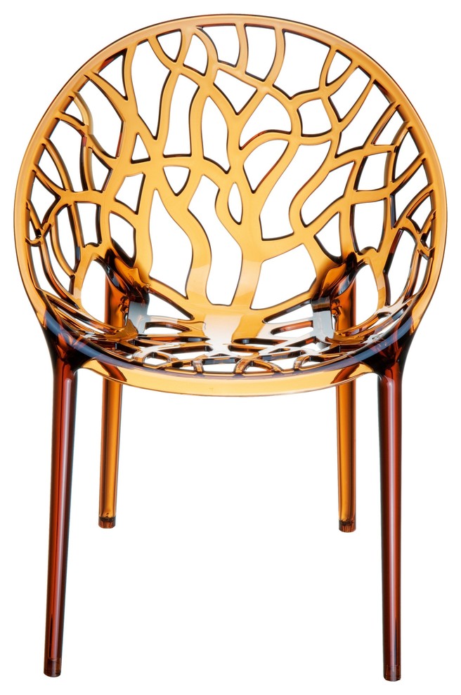 Compamia Crystal Dining Chairs, Set of 2, Transparent Amber