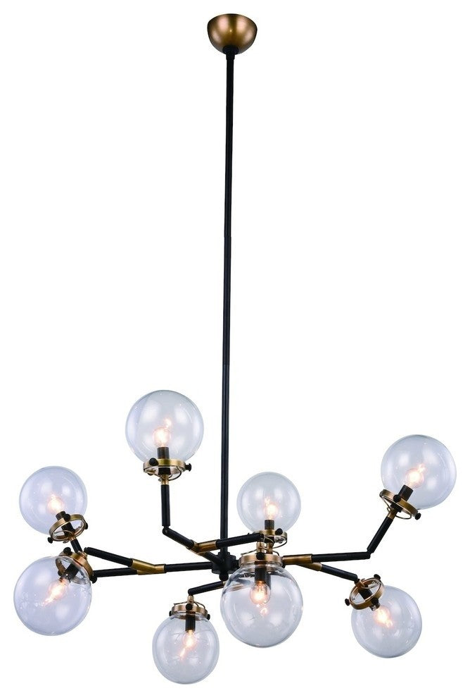 Elegant Lighting Leda Collection Chandelier, Burnished Brass/Flat Black