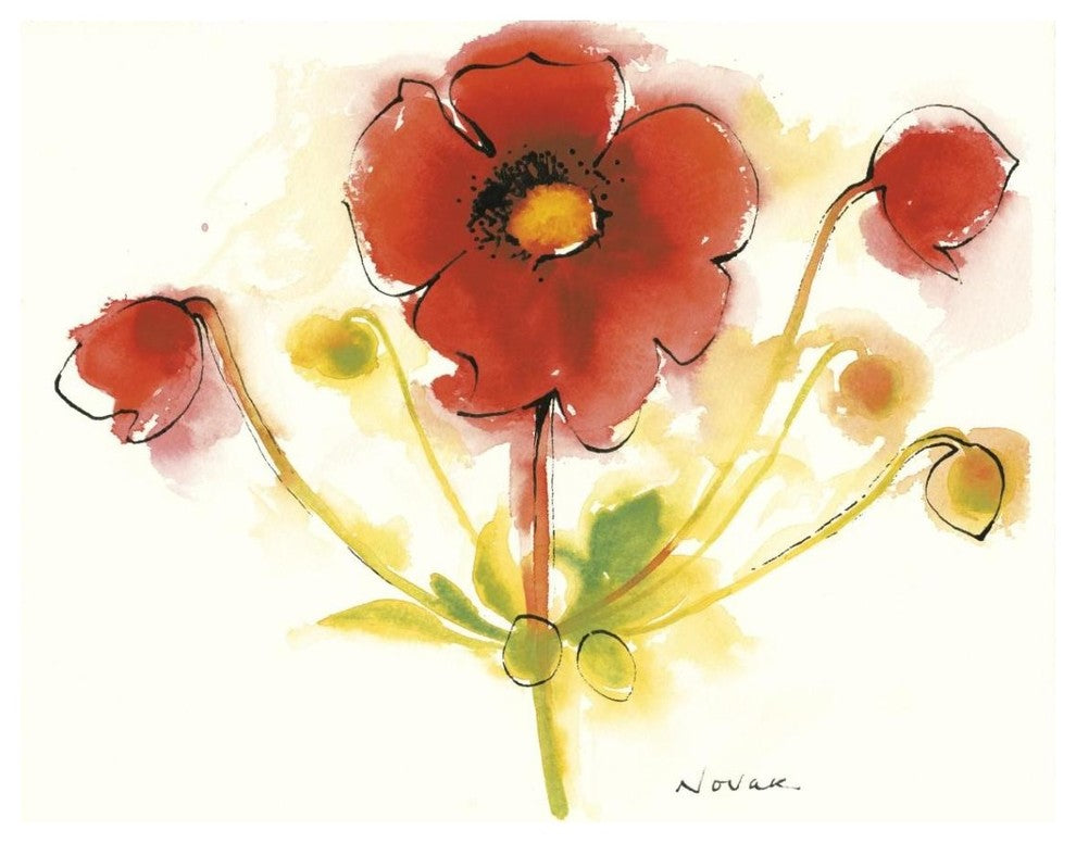 "Flores Rojas IV" Digital Paper Print by Shirley Novak, 37"x30"
