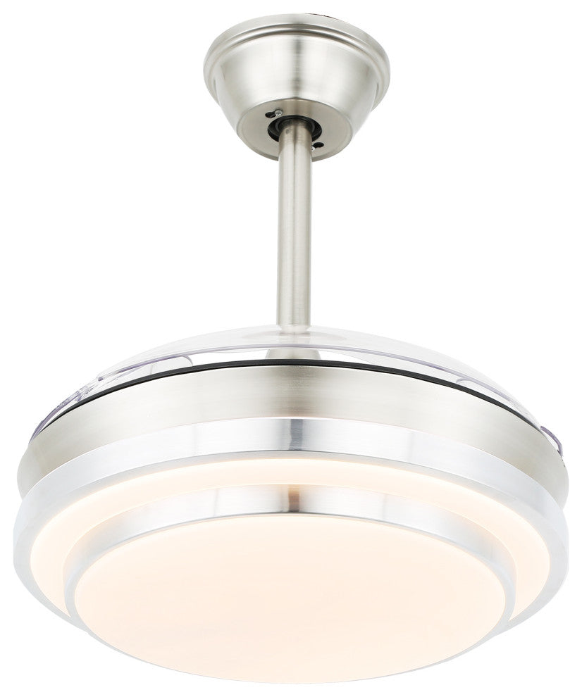 36" Modern Retractable Ceiling Fan Reversible With Remote Control and Light, 36inch