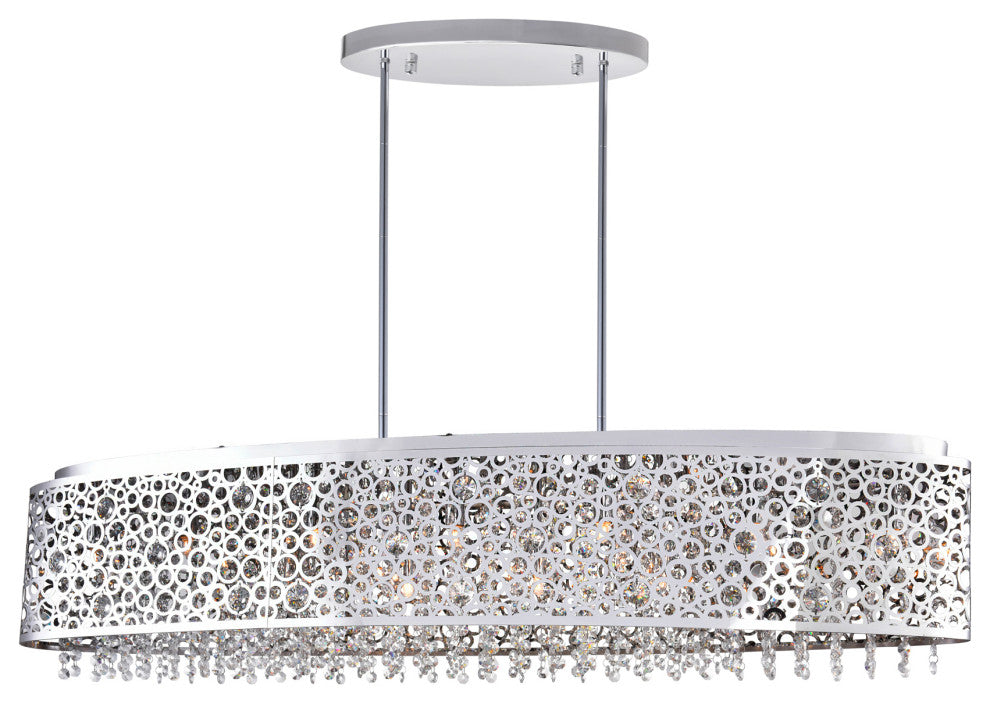 Bubbles 16 Light Drum Shade Chandelier With Chrome Finish