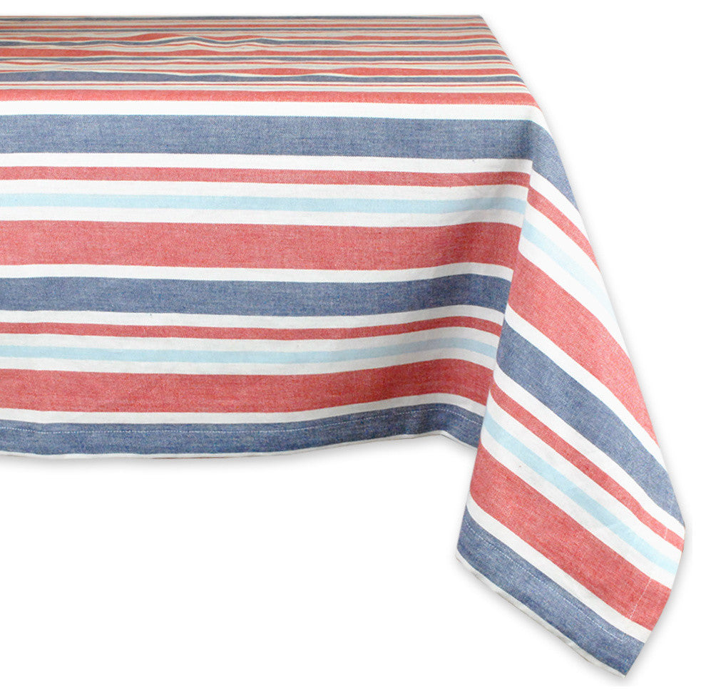 Patriotic Stripe Tablecloth 60"x104", Seats 8-10