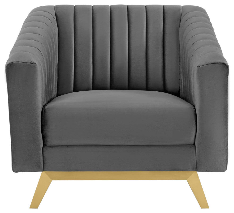 Valiant Vertical Channel Tufted Performance Velvet Armchair