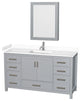 60"SGL Bathroom Vanity Gray, White Cult. Marble Countertop, Sink, Med. Cabinet